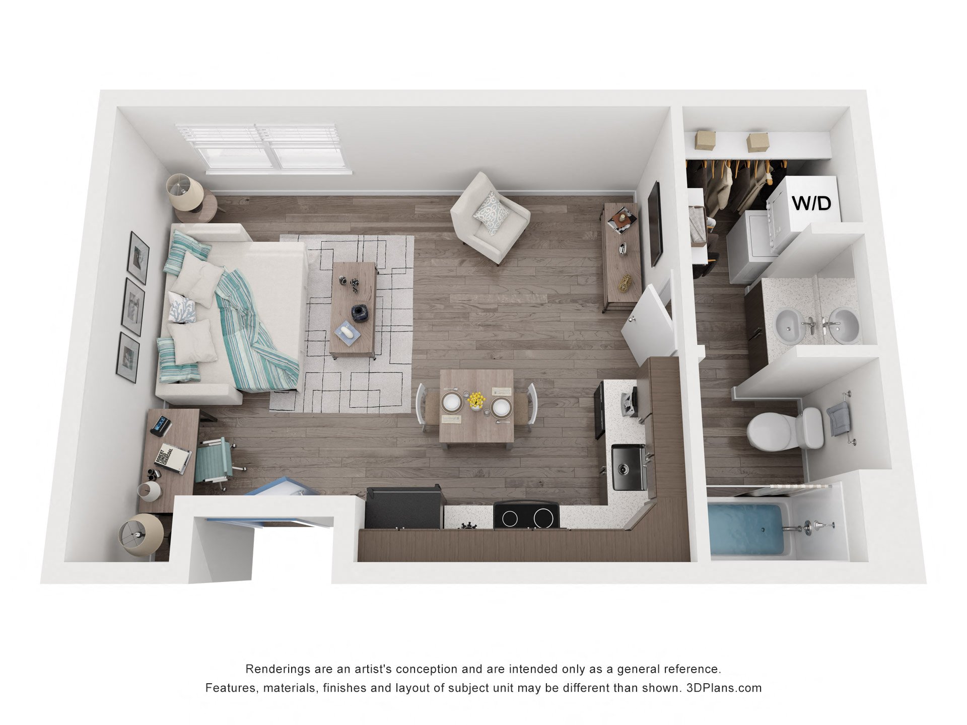 Floor plan for studio, 1 bath, 468 sqft